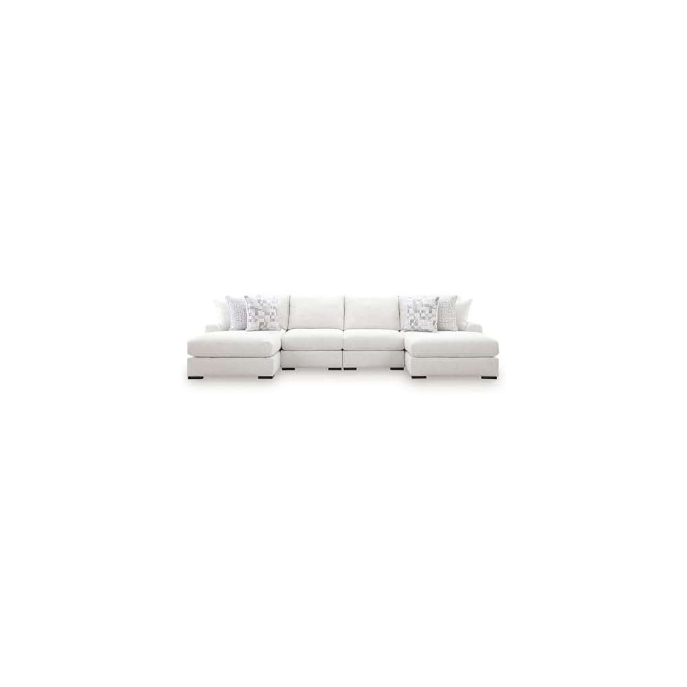 Signature Design by Ashley 4-Piece Double Chaise Sectional Sofa, Chalk