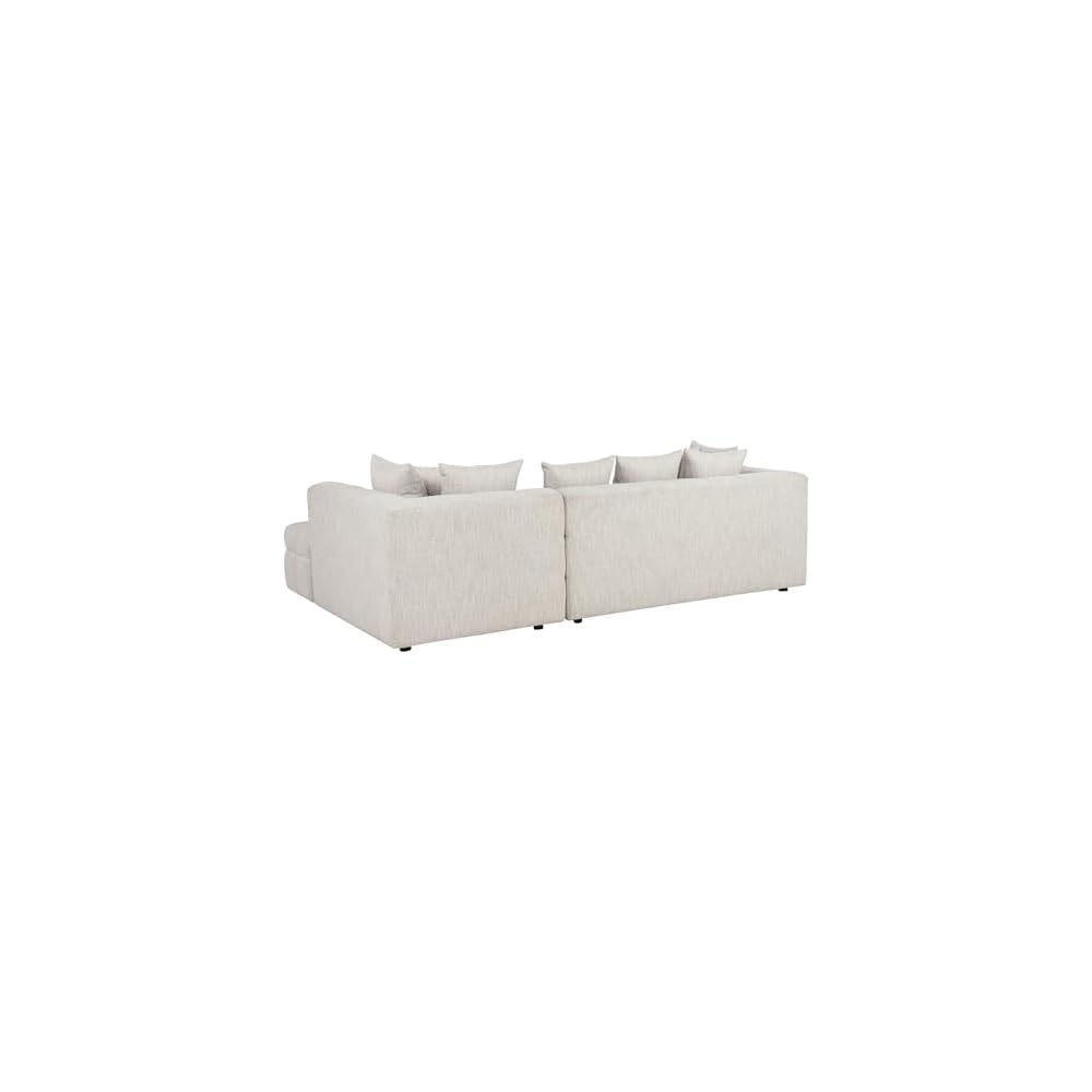 Coaster Amara Living Room Chenille L-Shaped Sectional, Ivory 551911-SETB