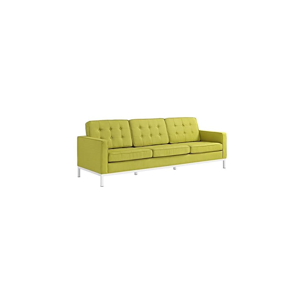 Modway Loft Upholstered Fabric Mid-Century Modern Loveseat In Azure