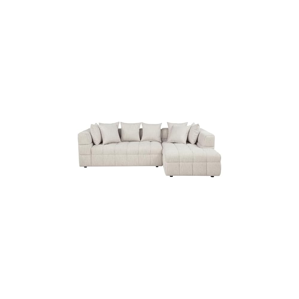 Coaster Amara Living Room Chenille L-Shaped Sectional, Ivory 551911-SETB