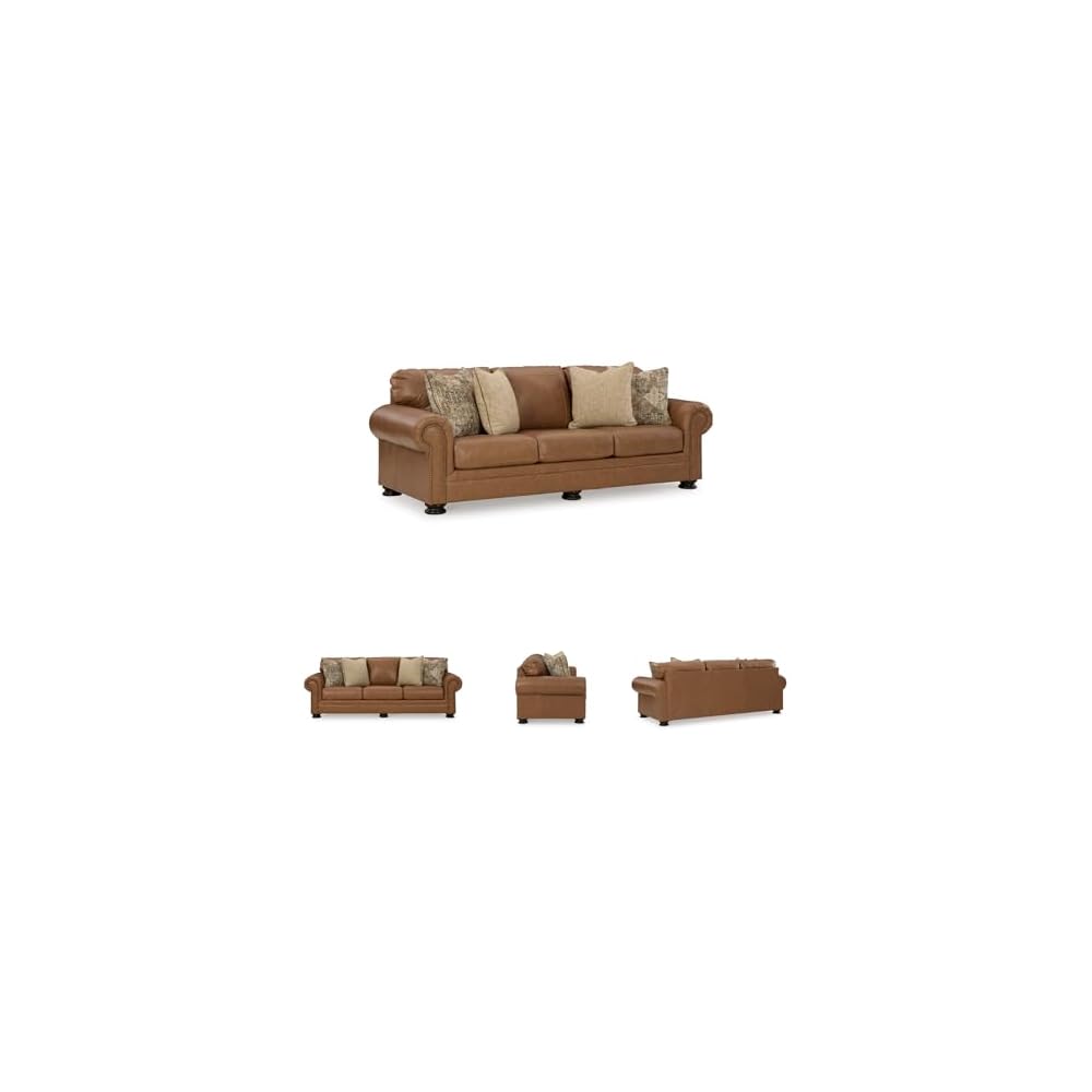 Signature Design by Ashley Carianna Leather Sofa for Living Room, Caramel