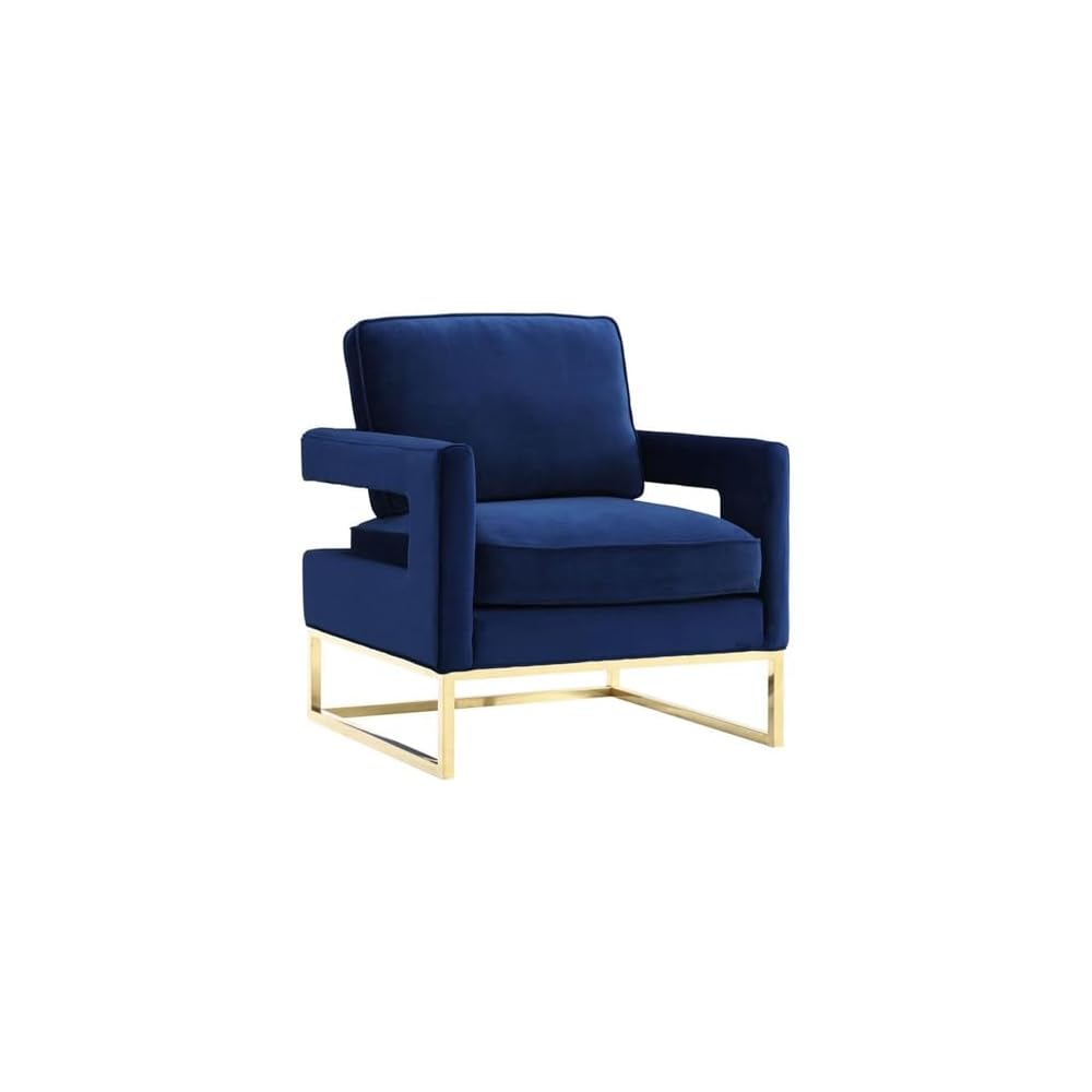 TOV Furniture The Avery Collection Modern Style Living Room Den Leather Upholstered Armchair with Gold Legs, Maroon