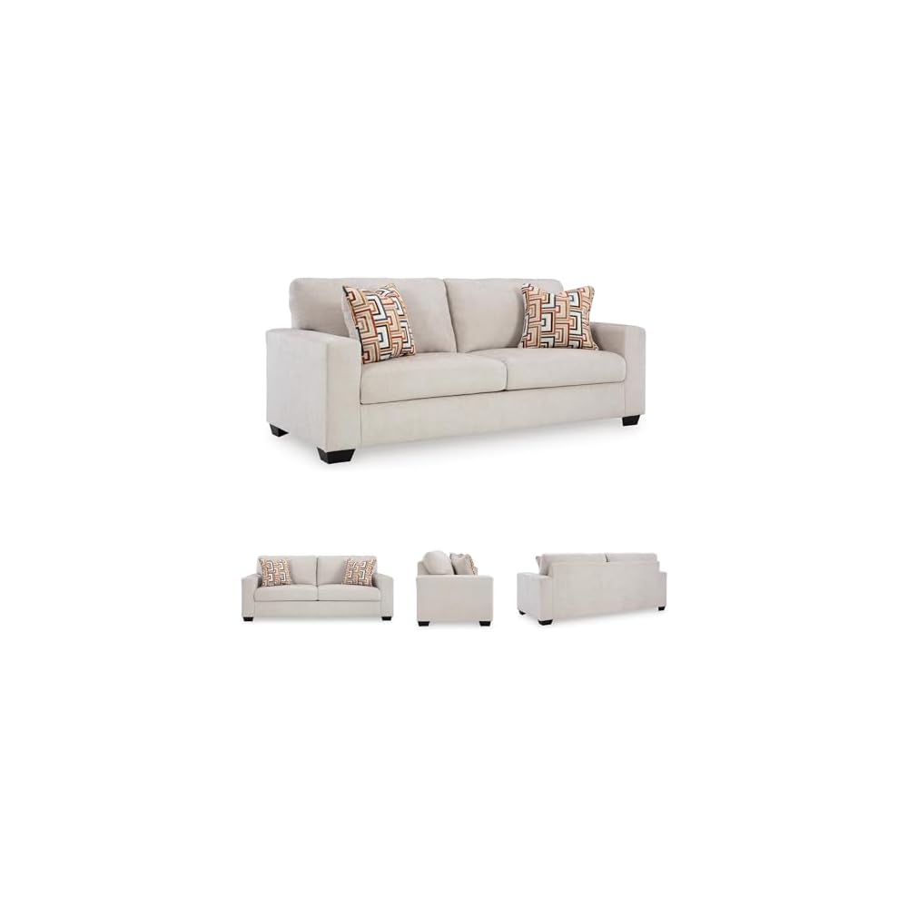BOWERY HILL Contemporary 85" W x 37" D x 37" H Queen Sleeper Sofa, Polyester Stone Upholstery, Memory Foam Mattress, Solid and Engineered Wood Frame, Faux Wood Finish, Living Room Furniture