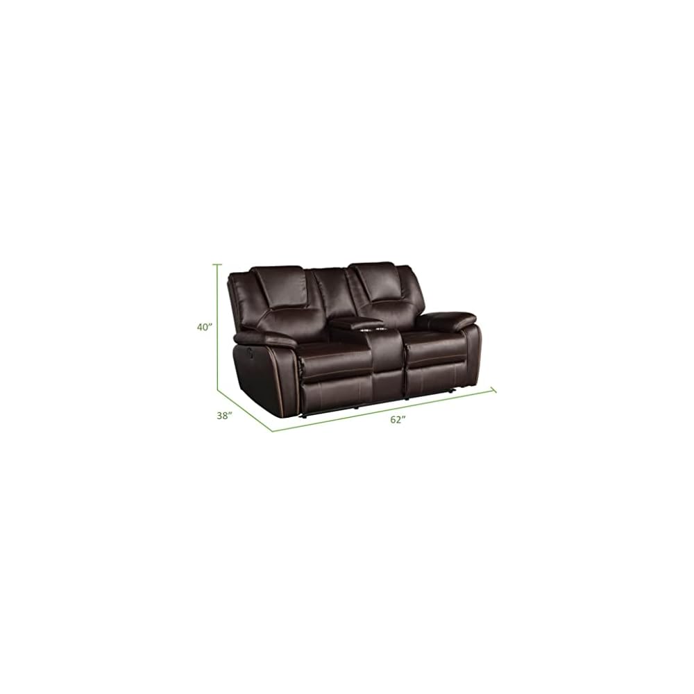 3 Pieces Living Room Furniture,Sofa+Loveseat+Chair,Reclining Couch for Home/Office,Brown