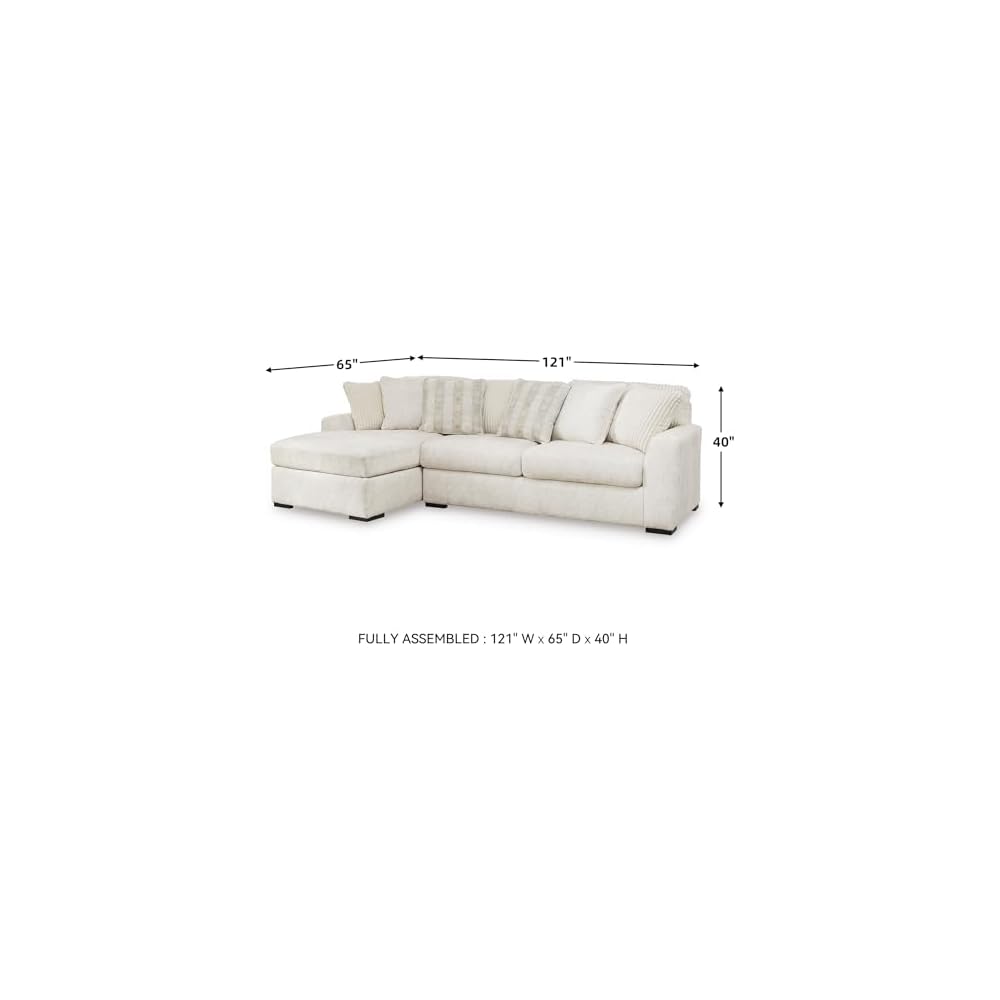 Signature Design by Ashley 2-Piece L-Shaped Couch with Chaise, Ivory