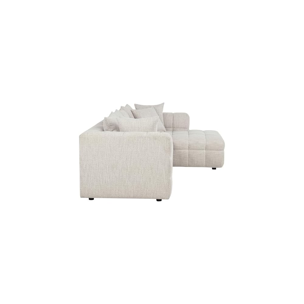 Coaster Amara Living Room Chenille L-Shaped Sectional, Ivory 551911-SETB