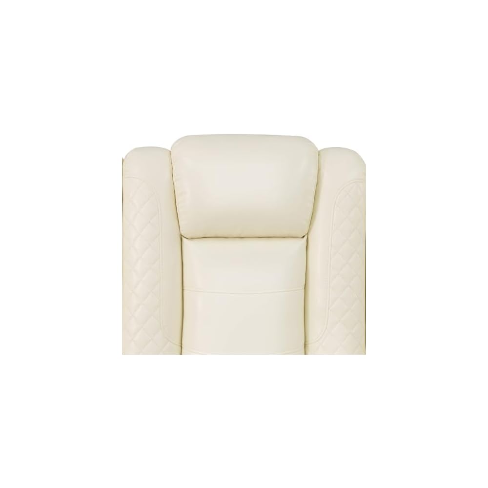 Recliner Chair White Breathing Leather USB charging cup-holder Living Room