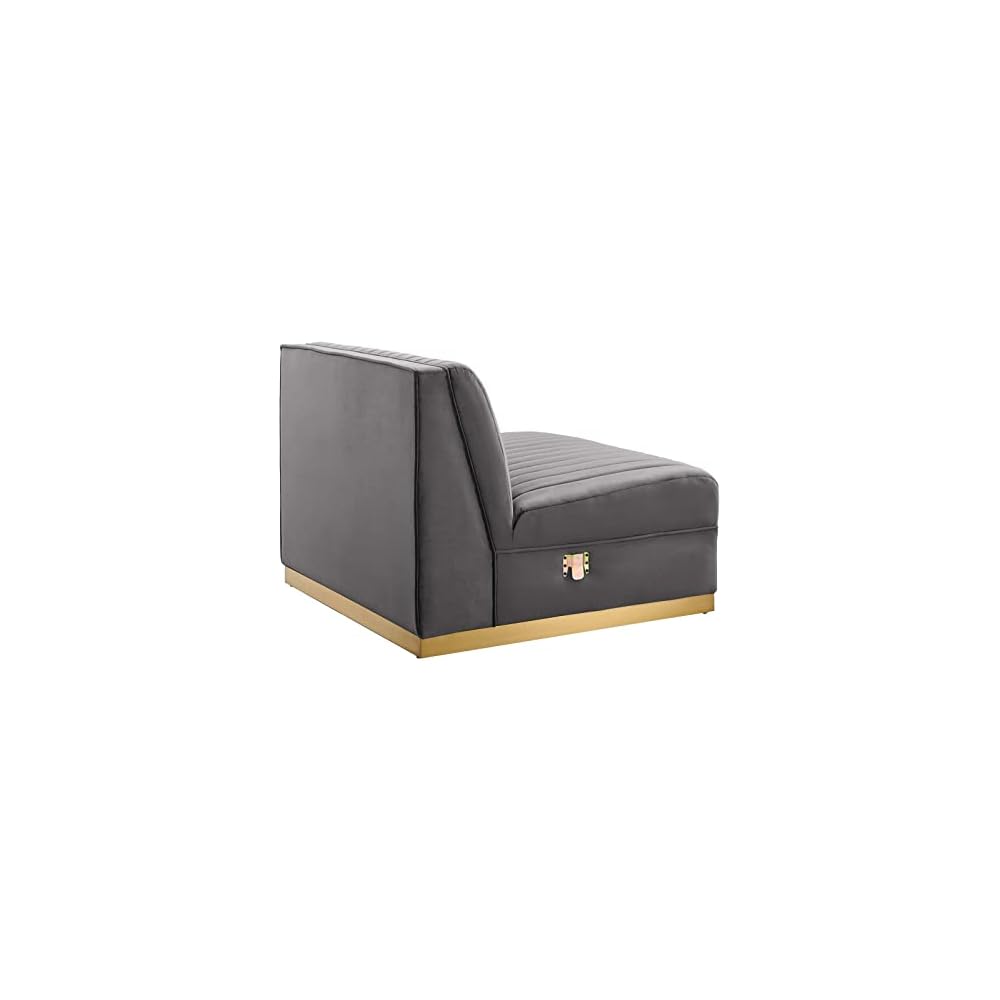 Modway Sanguine Velvet and Stainless Steel Armless Chair in Gray