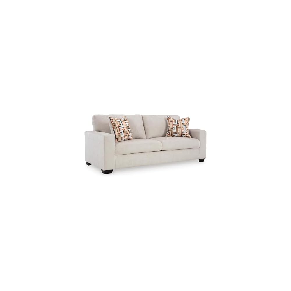 BOWERY HILL Contemporary 85" W x 37" D x 37" H Queen Sleeper Sofa, Polyester Stone Upholstery, Memory Foam Mattress, Solid and Engineered Wood Frame, Faux Wood Finish, Living Room Furniture