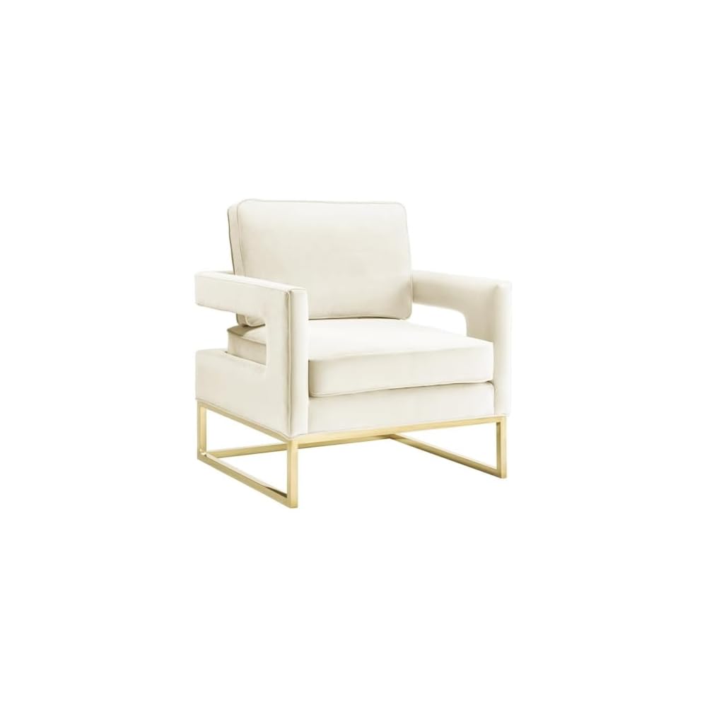TOV Furniture The Avery Collection Modern Style Living Room Den Leather Upholstered Armchair with Gold Legs, Maroon