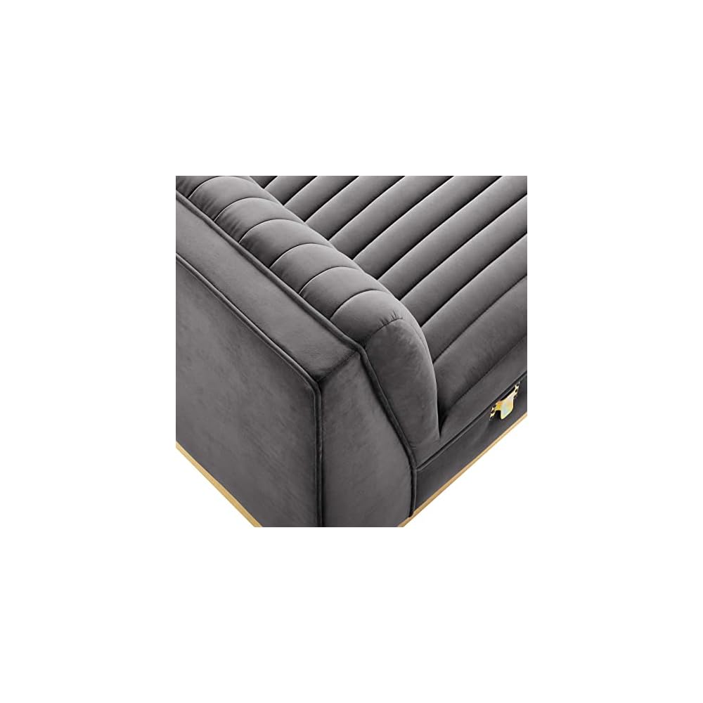 Modway Sanguine Velvet and Stainless Steel Armless Chair in Gray