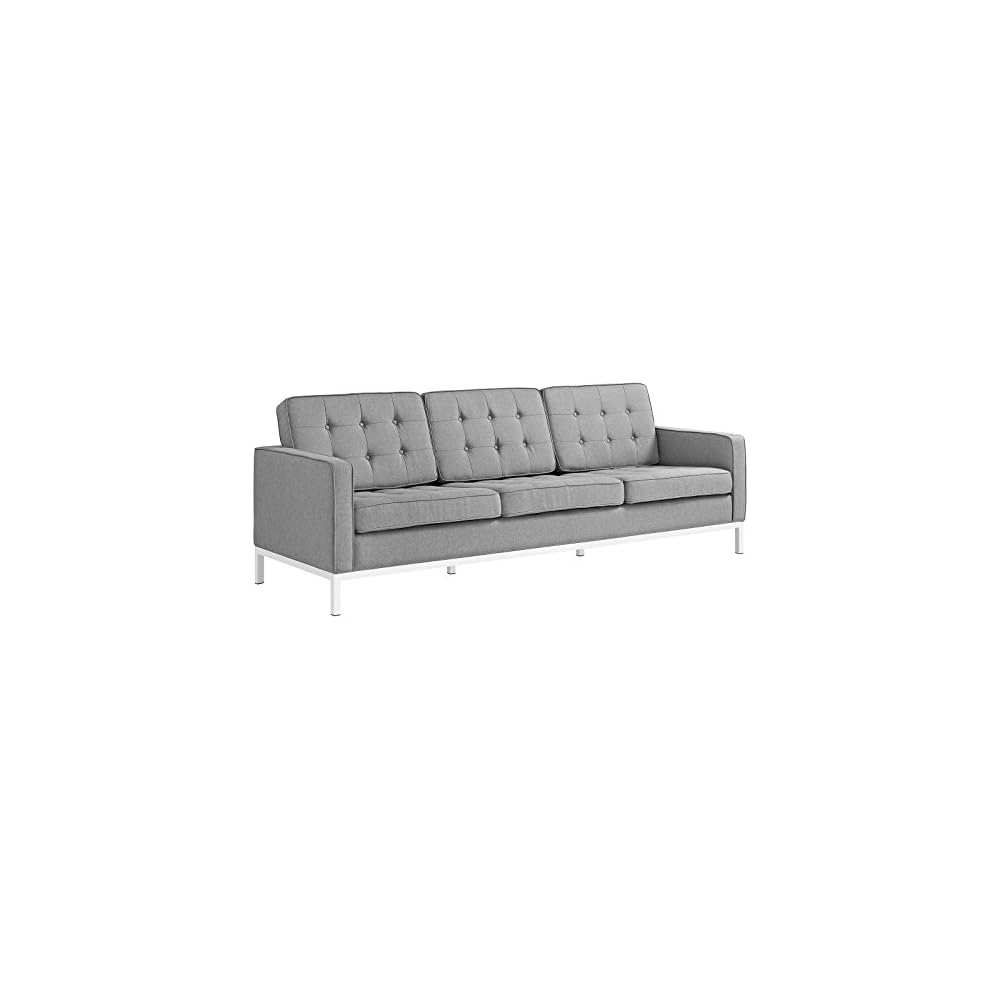 Modway Loft Upholstered Fabric Mid-Century Modern Loveseat In Azure