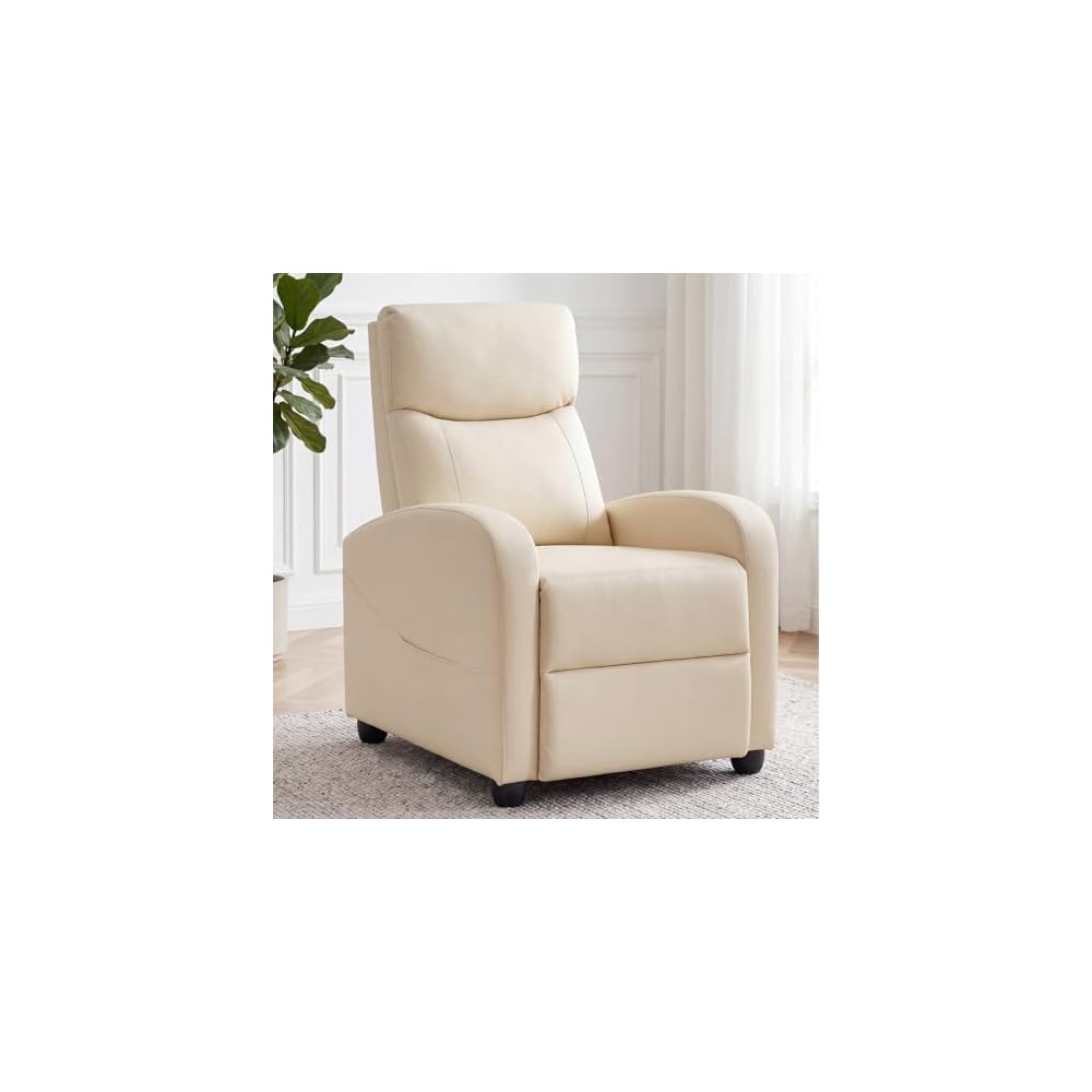 Recliner Chair, Recliner Sofa PU Leather for Adults, Recliners Home Theater Seating with Lumbar Support, Reclining Sofa Chair for Living Room, Black