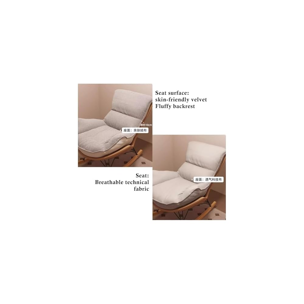 Modern Upholstered Rocking Chair with Footrest - Double-Sided Cushion Lazy Lounge Chair for Living Room, Comfy Side Chair for Relaxation and Style