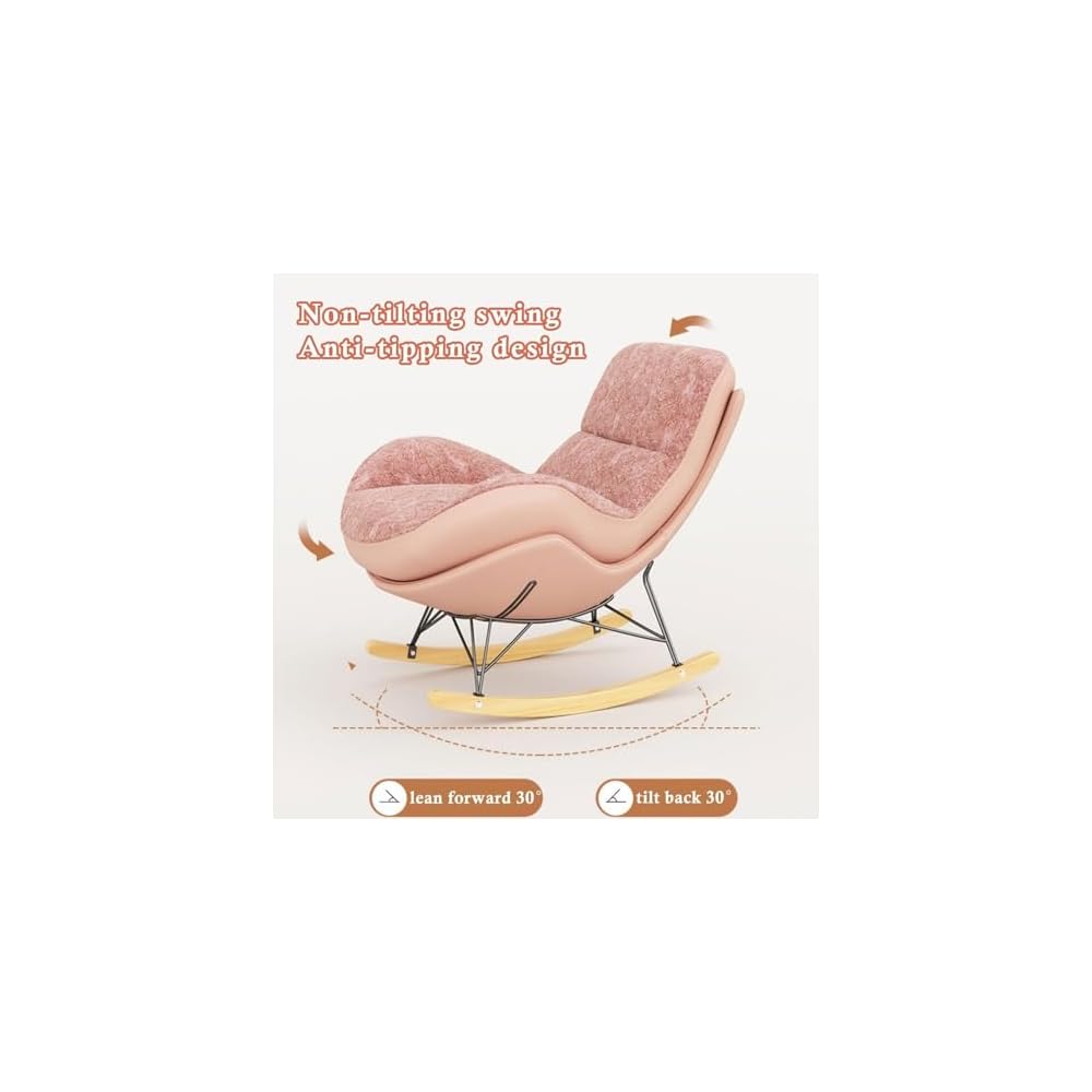Modern Upholstered Rocking Chair with Footrest - Double-Sided Cushion Lazy Lounge Chair for Living Room, Comfy Side Chair for Relaxation and Style