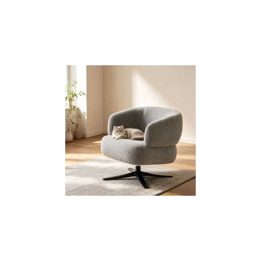 Cuddle-Style Leisure Swivel Sofa Chair, Suitable for Balconies, Studies and Living Rooms, Grey