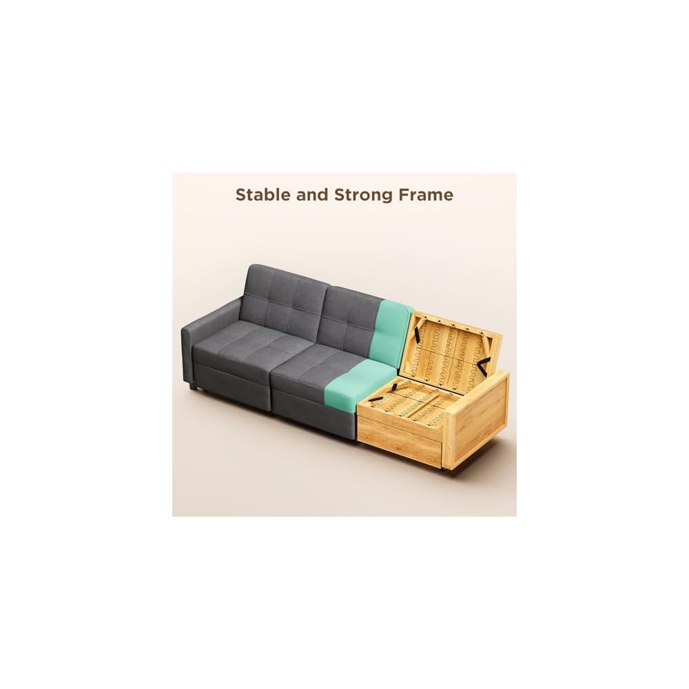 Aiho 78 Inch Sectional Sleeper Sofa, Pull Out Couch, Dark Grey