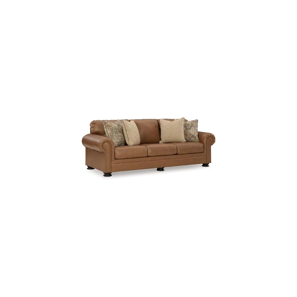 Signature Design by Ashley Carianna Leather Sofa for Living Room, Caramel
