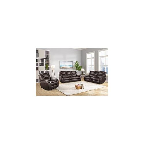 3 Pieces Living Room Furniture,Sofa+Loveseat+Chair,Reclining Couch for Home/Office,Brown