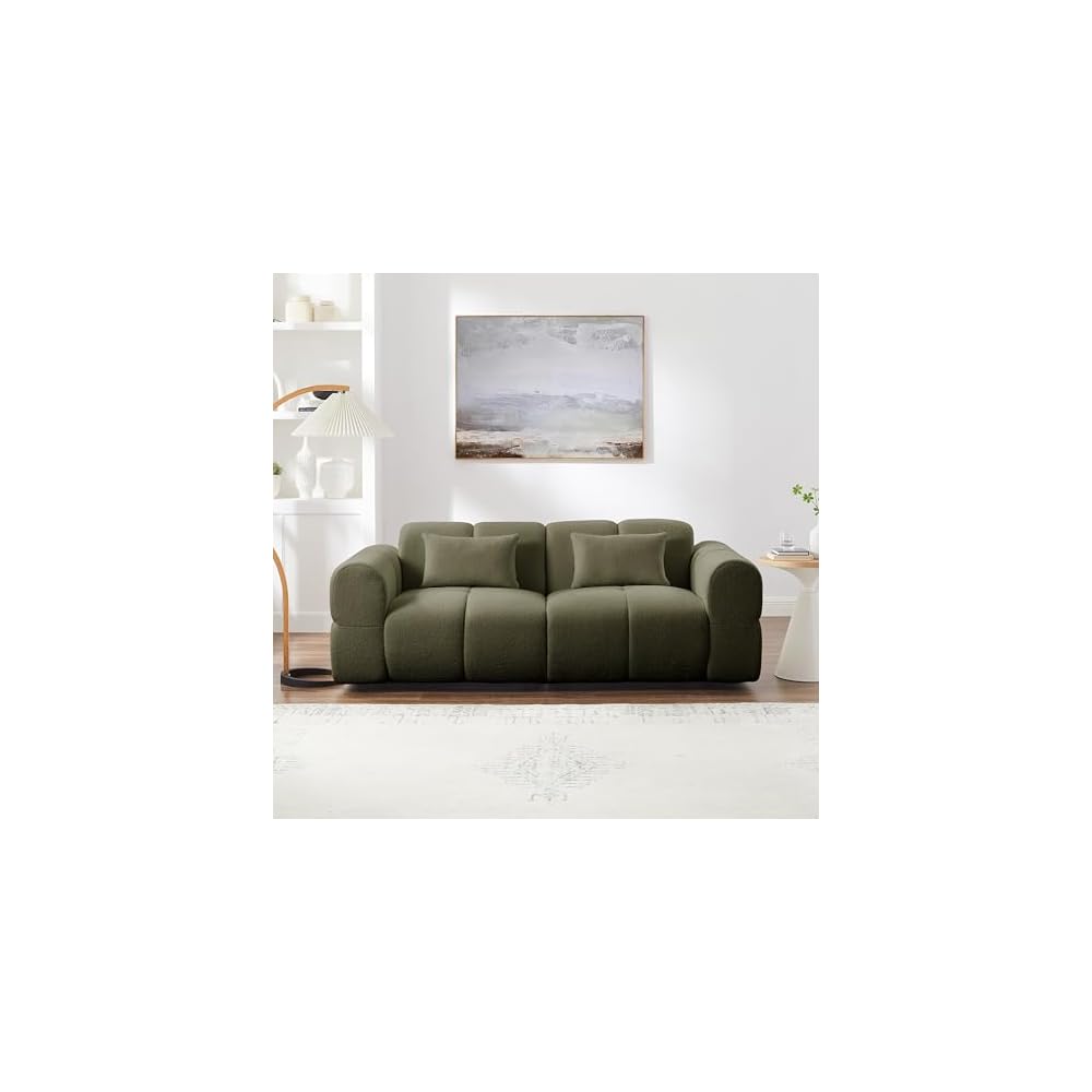 80" Oversized Boucle Sofa Couch,Modern Loveseat,Deep Seat Love Seat,Mid Century Modern Sofa,Cloud Couch for Living Room,Apartment,Office,and Lounge.（Green）