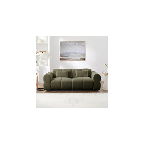 80" Oversized Boucle Sofa Couch,Modern Loveseat,Deep Seat Love Seat,Mid Century Modern Sofa,Cloud Couch for Living Room,Apartment,Office,and Lounge.（Green）