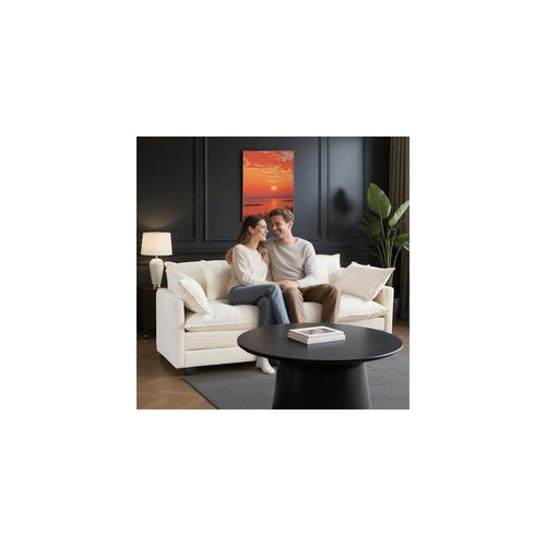 77" Loveseat Sofa Couch｜Small Cloud 2-Seater Sectional Sofa with 29.1" Deep Seat｜FSC Certified Solid Wood & Metal Frame｜Easy Assembly & 1YR Guarantee｜for Apartment Living Room Bedroom｜Beige