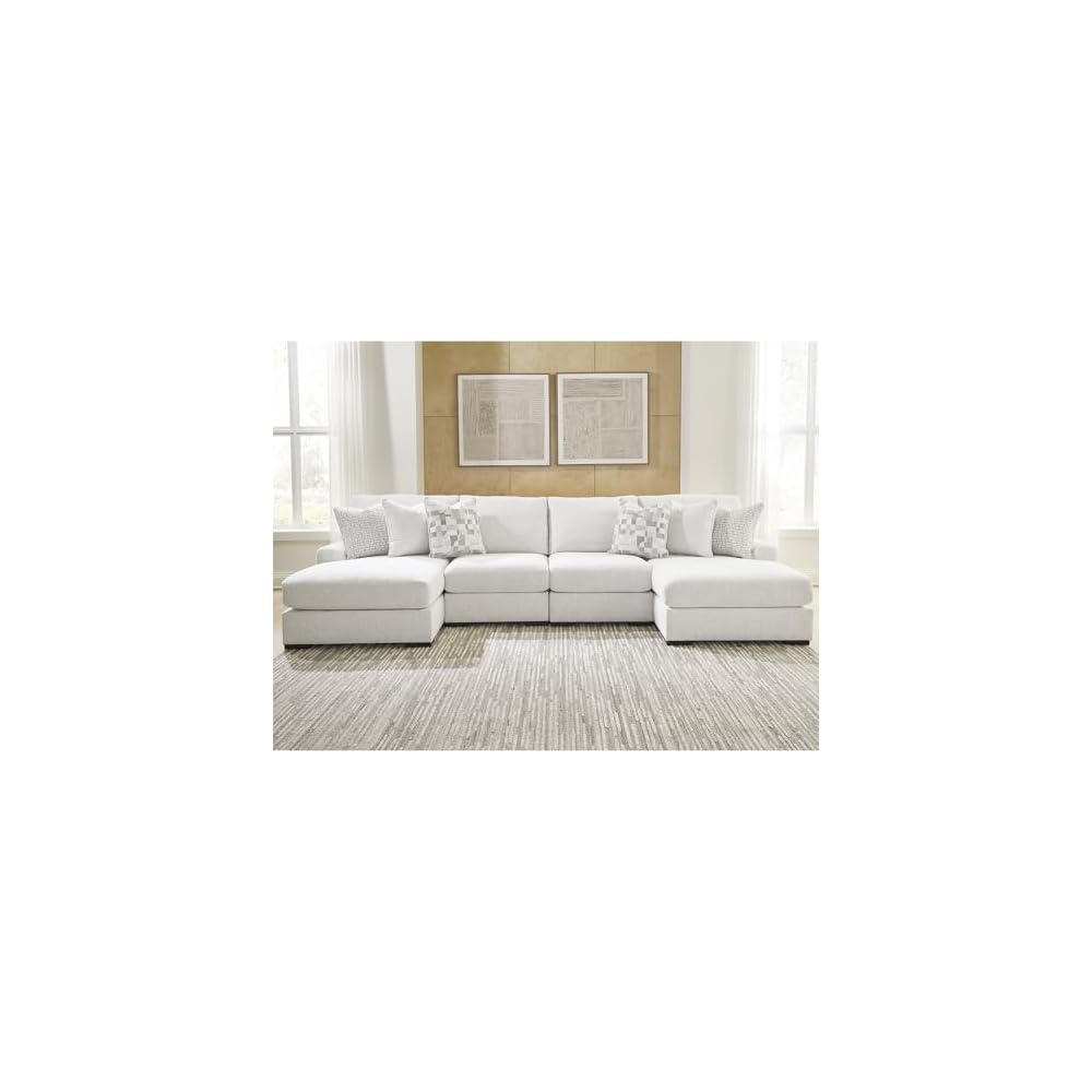 Signature Design by Ashley 4-Piece Double Chaise Sectional Sofa, Chalk
