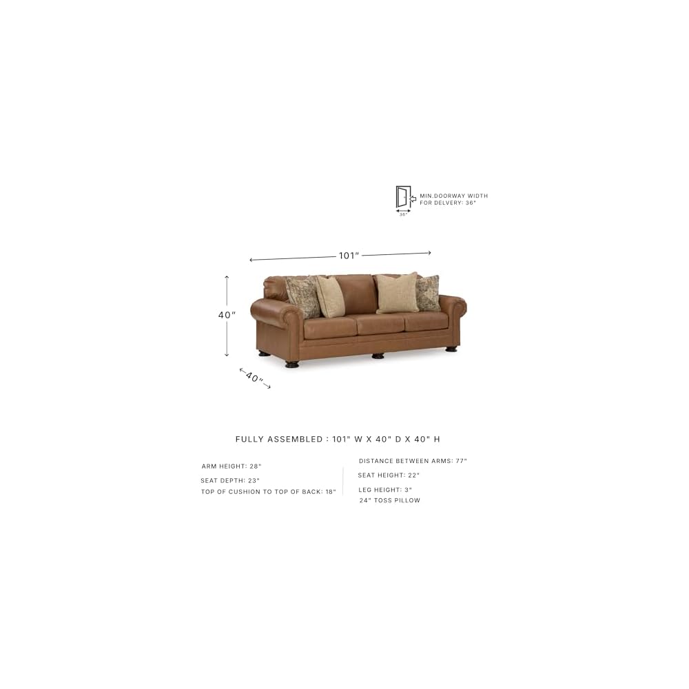 Signature Design by Ashley Carianna Leather Sofa for Living Room, Caramel