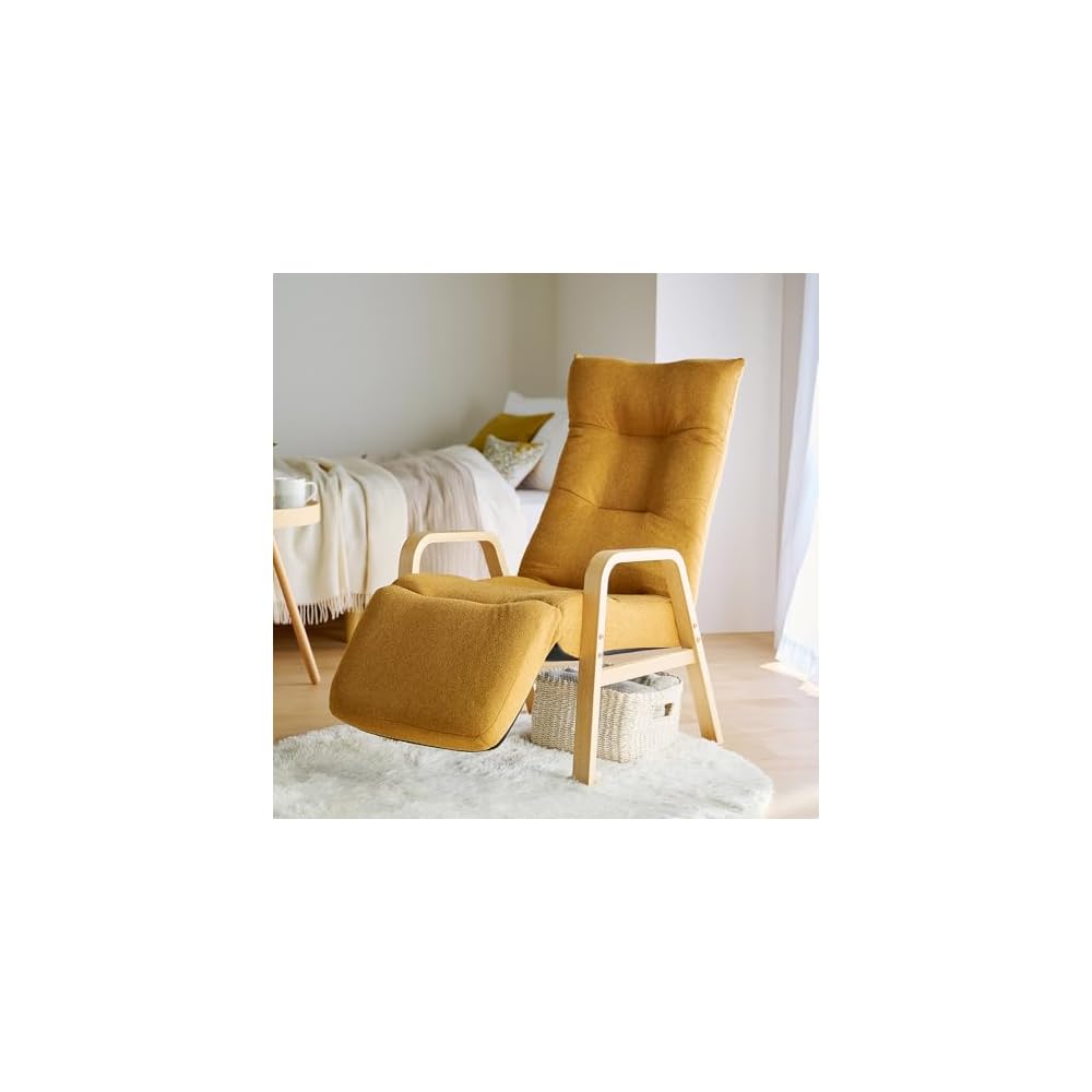 Iris Ohyama FACN-RHB Reclining Wood Arm Chair, Dark Gray