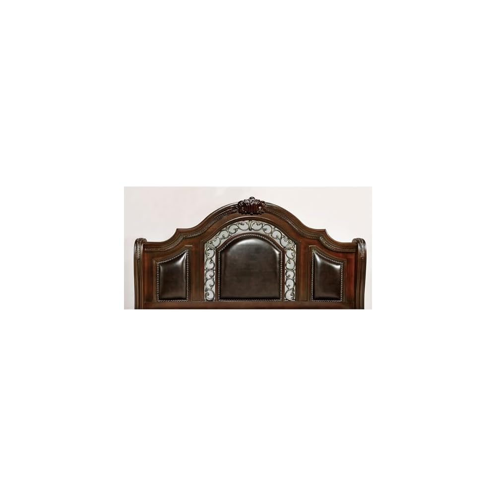 Furniture of America Eleo Solid Wood Panel King Bed in Brown Cherry