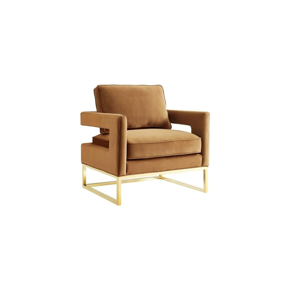 TOV Furniture The Avery Collection Modern Style Living Room Den Leather Upholstered Armchair with Gold Legs, Maroon