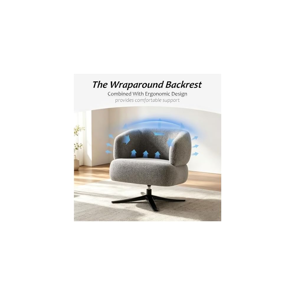 Cuddle-Style Leisure Swivel Sofa Chair, Suitable for Balconies, Studies and Living Rooms, Grey