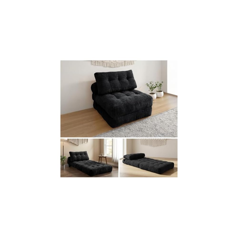 · REDEARTH · Boneless Folding Sofa Bed Floor Couch - No Assembly, Black