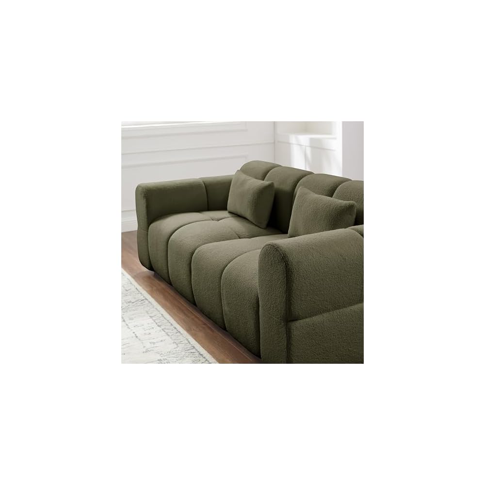 80" Oversized Boucle Sofa Couch,Modern Loveseat,Deep Seat Love Seat,Mid Century Modern Sofa,Cloud Couch for Living Room,Apartment,Office,and Lounge.（Green）