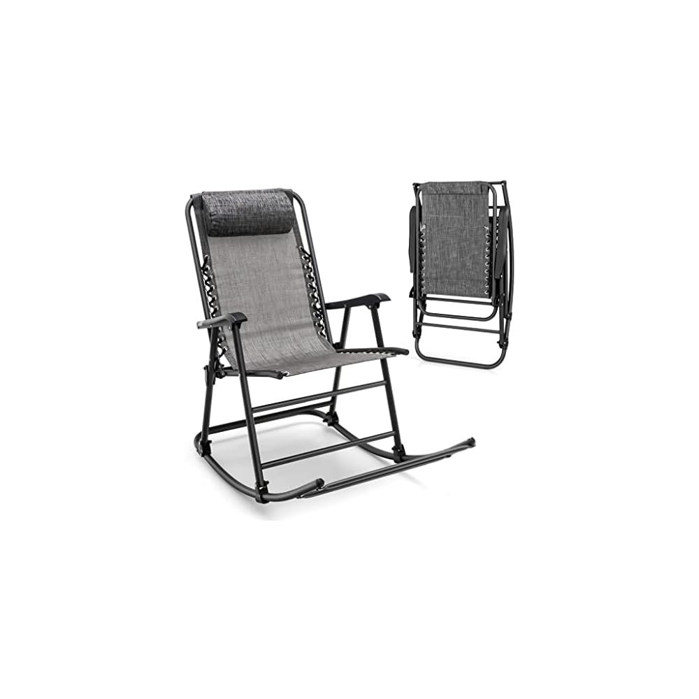 Patio Camping Rocking Chair Folding Rocking Chair Footrest