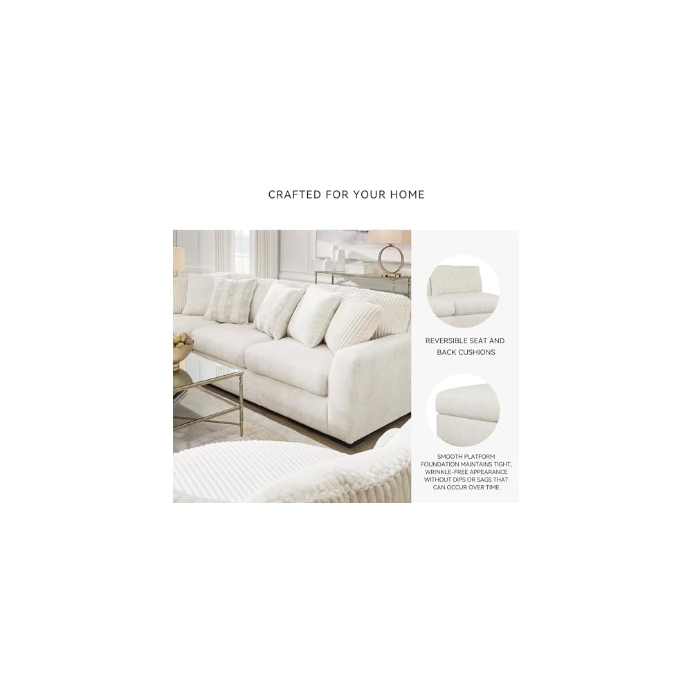 Signature Design by Ashley 2-Piece L-Shaped Couch with Chaise, Ivory