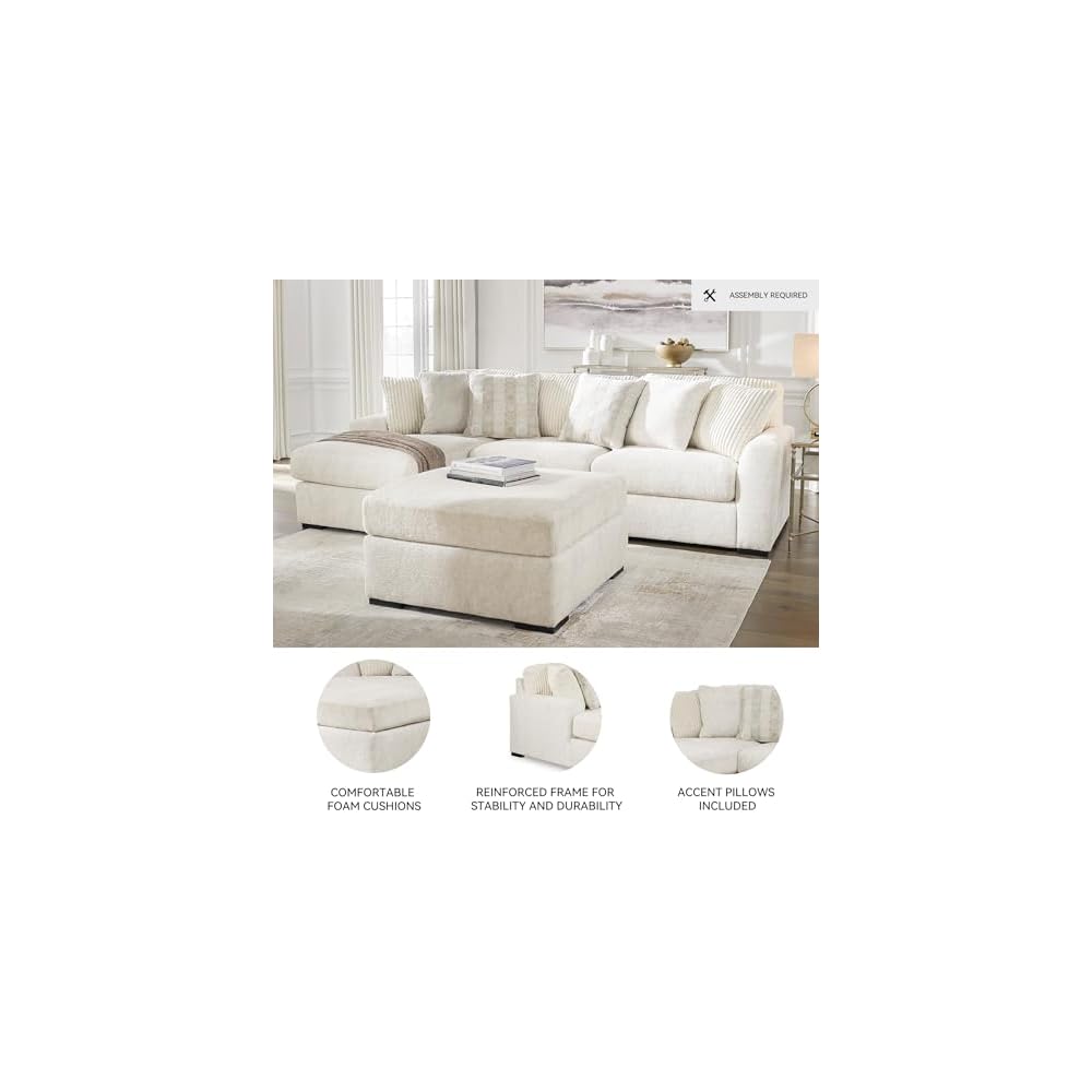 Signature Design by Ashley 2-Piece L-Shaped Couch with Chaise, Ivory