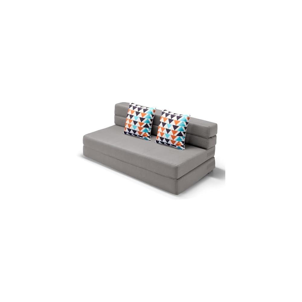 ARTPLAN Foldable Sleeper Sofa Pillow Convertible Guest Mattress,Light Gray