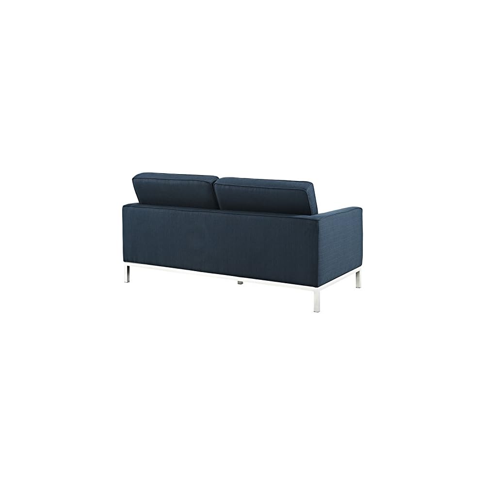 Modway Loft Upholstered Fabric Mid-Century Modern Loveseat In Azure
