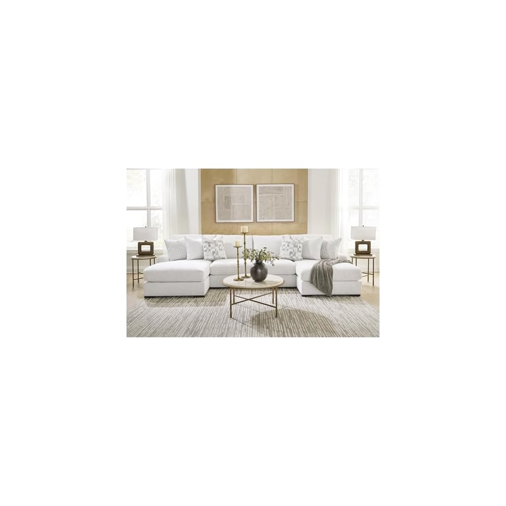 Signature Design by Ashley 4-Piece Double Chaise Sectional Sofa, Chalk