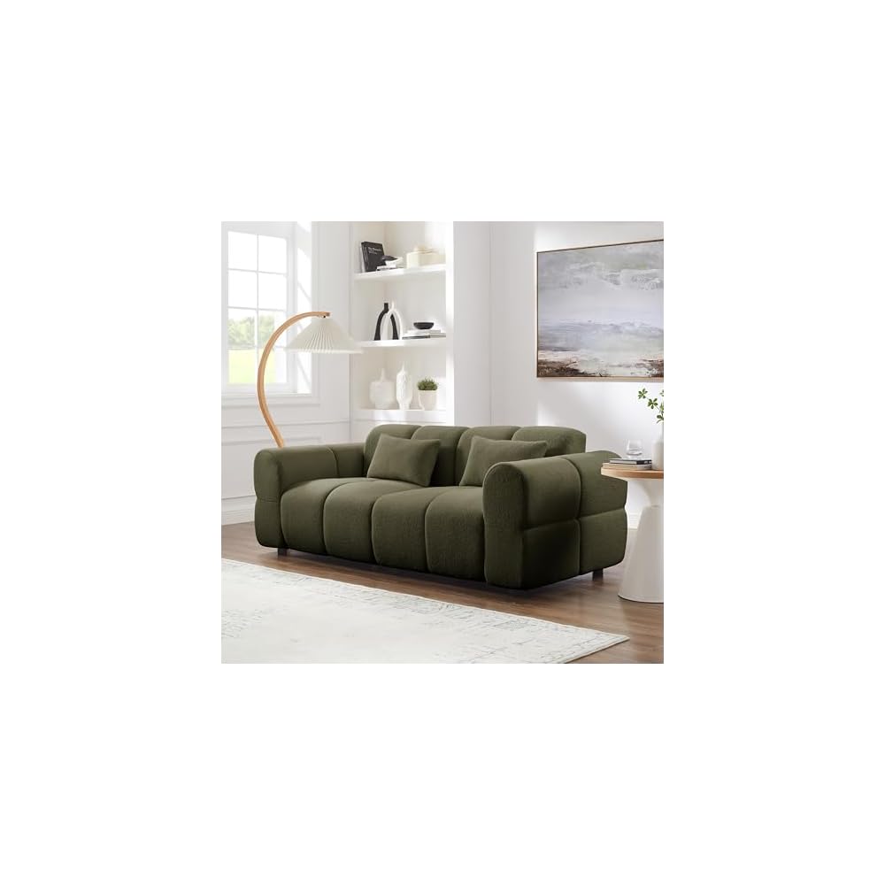 80" Oversized Boucle Sofa Couch,Modern Loveseat,Deep Seat Love Seat,Mid Century Modern Sofa,Cloud Couch for Living Room,Apartment,Office,and Lounge.（Green）
