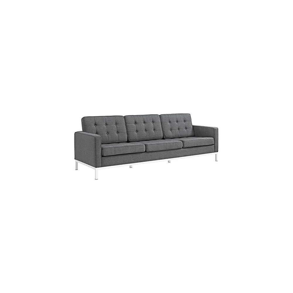 Modway Loft Upholstered Fabric Mid-Century Modern Loveseat In Azure