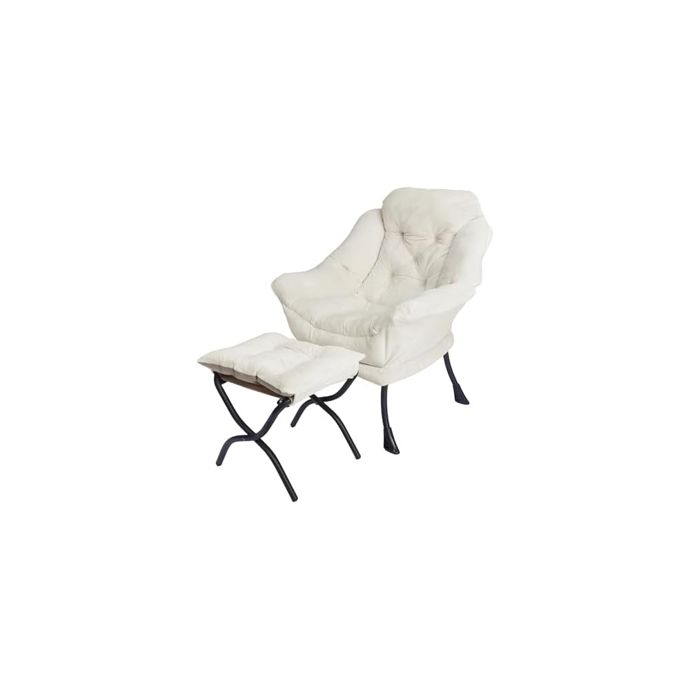 Kokel Lazy Chair with Folding Ottoman,Living Room Chairs, Accent Contemporary Lounge Chair, Single Steel Frame Leisure Sofa Chair with Armrests and A Side Pocket (Blue)