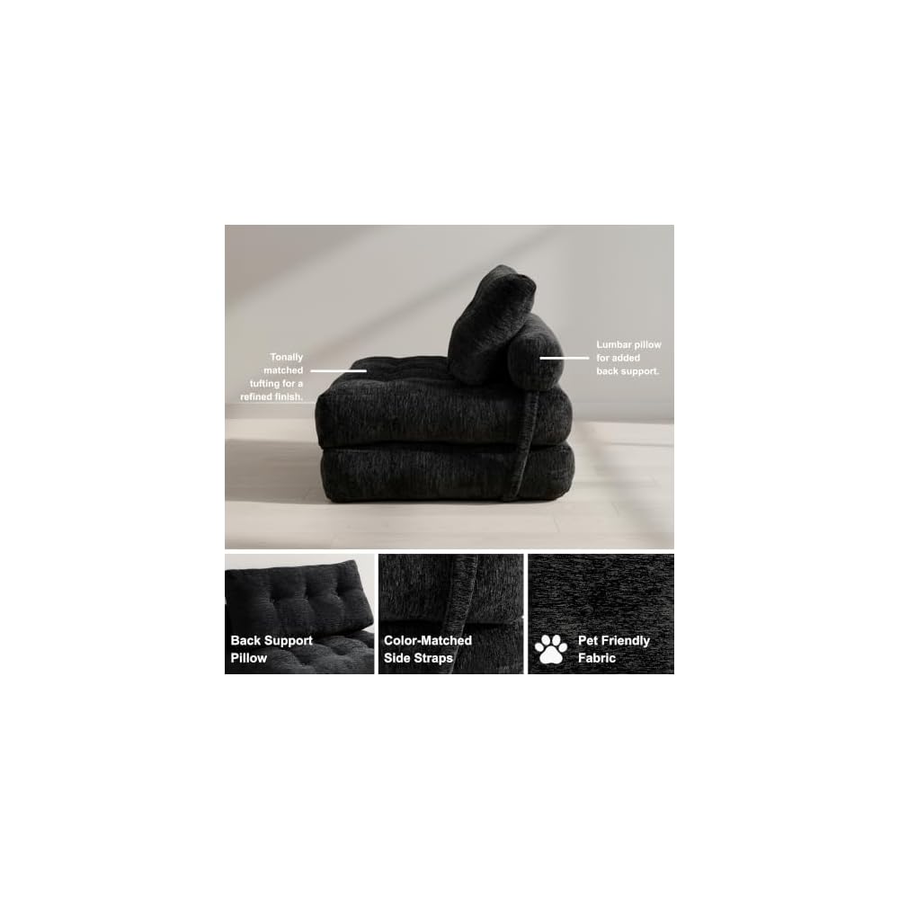 · REDEARTH · Boneless Folding Sofa Bed Floor Couch - No Assembly, Black