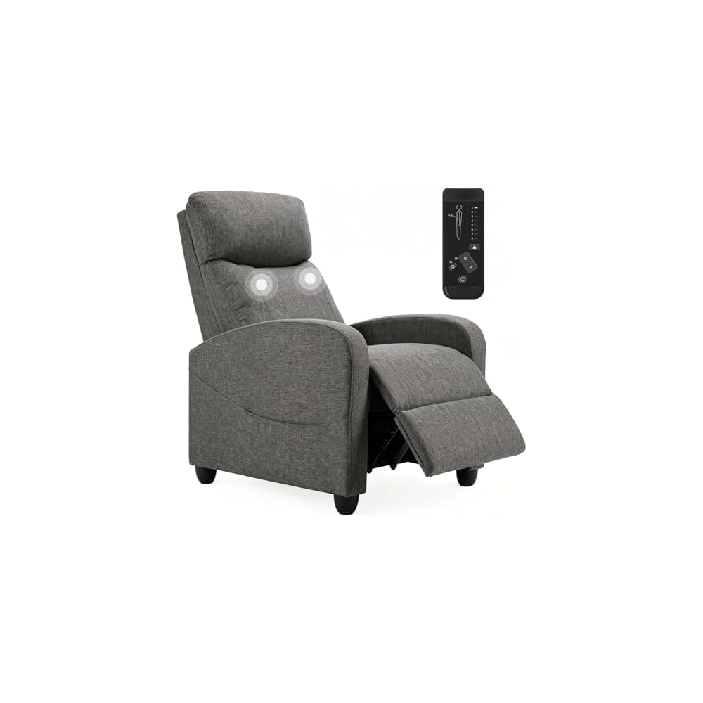 Recliner Chair, Recliner Sofa PU Leather for Adults, Recliners Home Theater Seating with Lumbar Support, Reclining Sofa Chair for Living Room, Black