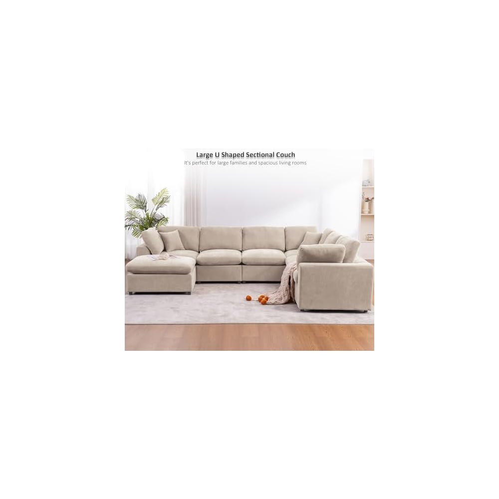 Oversized Modular Sectional Sofa, 7 Seater Cloud Couch with Ottoman