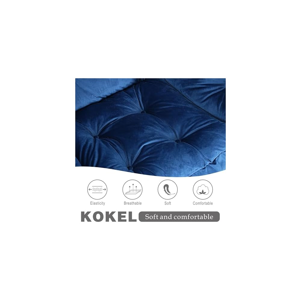 Kokel Lazy Chair with Folding Ottoman,Living Room Chairs, Accent Contemporary Lounge Chair, Single Steel Frame Leisure Sofa Chair with Armrests and A Side Pocket (Blue)