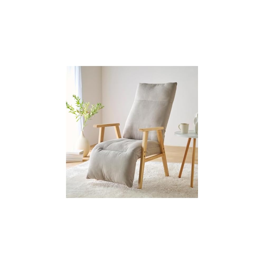 Iris Ohyama FACN-RHB Reclining Wood Arm Chair, Dark Gray