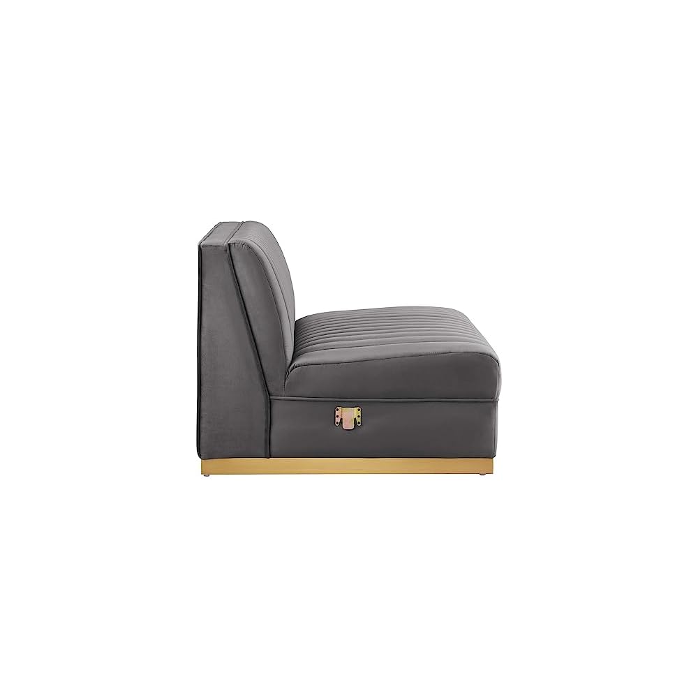 Modway Sanguine Velvet and Stainless Steel Armless Chair in Gray