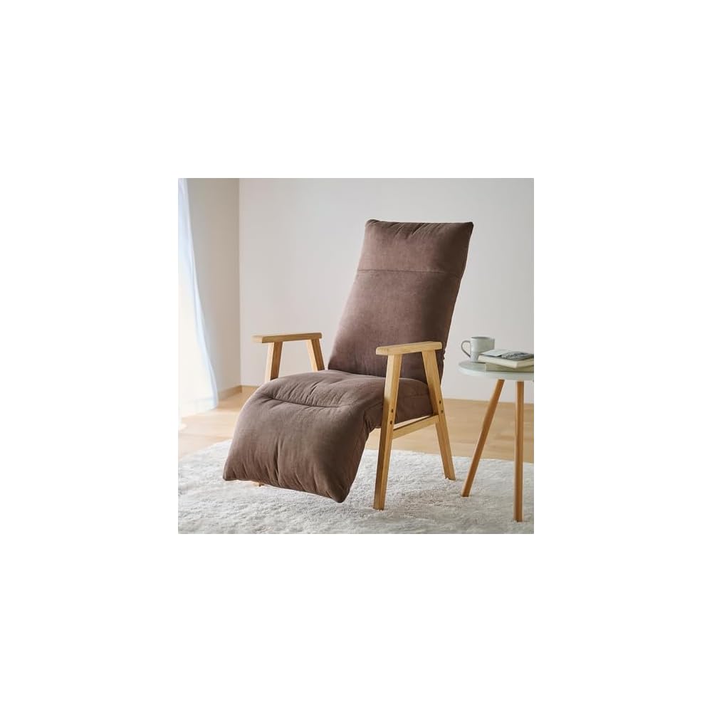 Iris Ohyama FACN-RHB Reclining Wood Arm Chair, Dark Gray